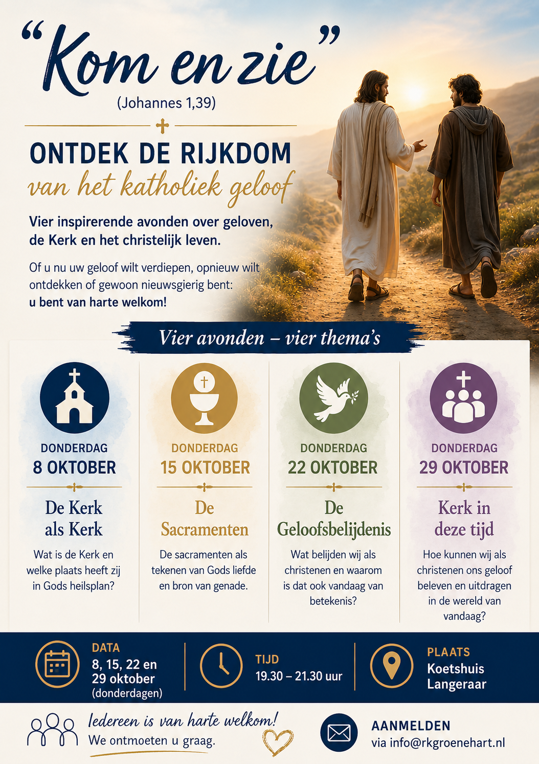 Bijbelcursus op donderdag 8, 15 22 en 29 oktober